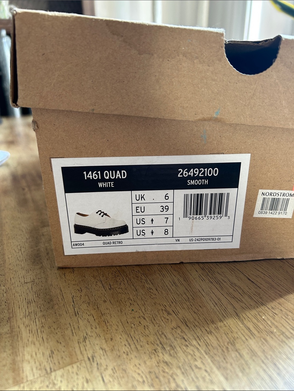 Dr. Martens 1461 Quad Smooth White with Black Platform